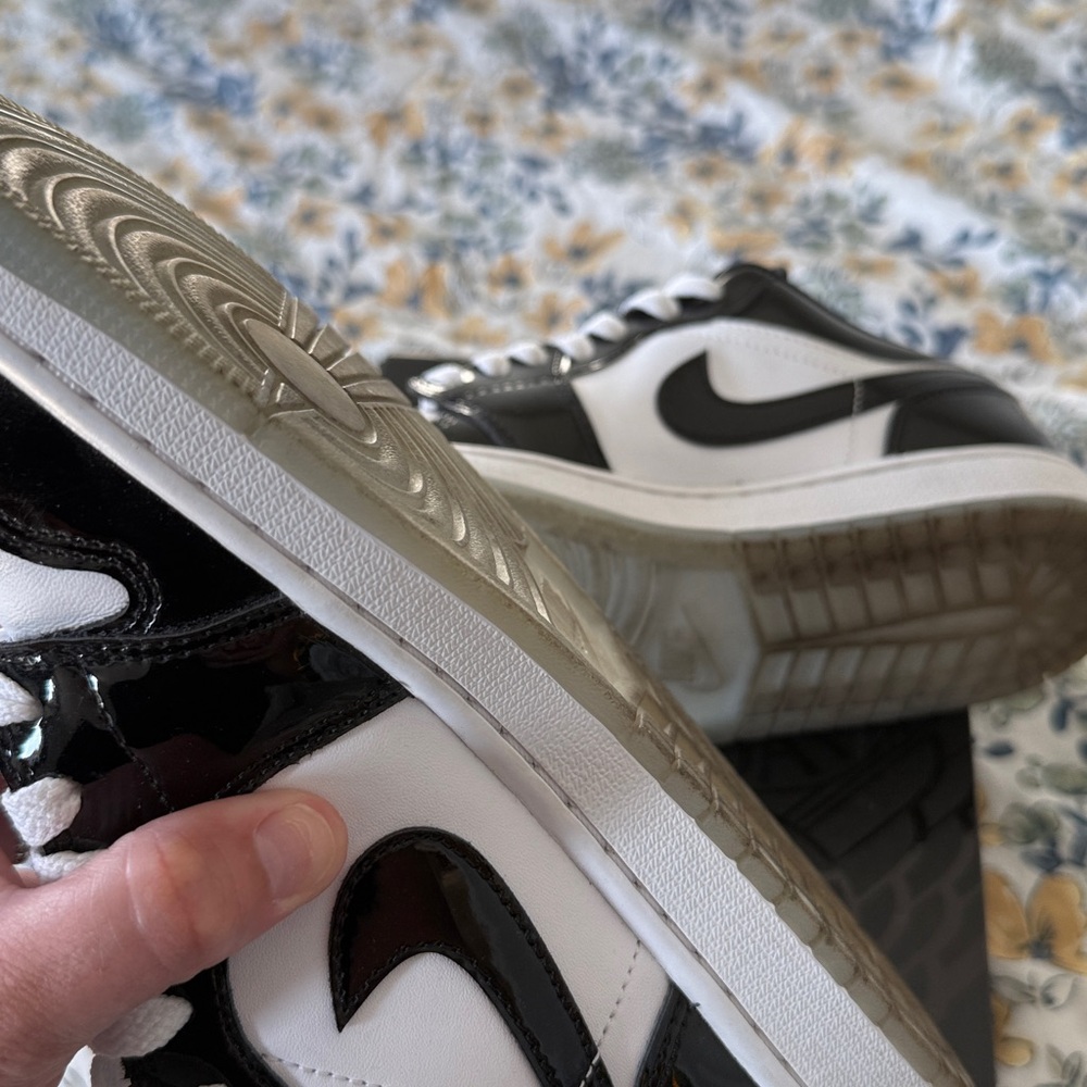 Nike Air Jordan 1 Low Black White Patent Sneakers - Picture 5 of 6